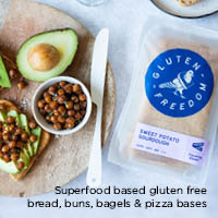 Bio Living gluten free buns, bagels and pizza bases